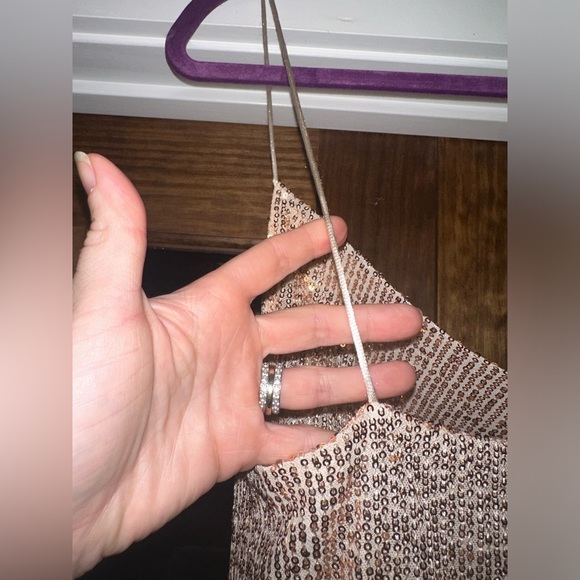 🔹Dee Elly Gold Sequin Dress - Medium - Spaghetti Strap - Picture 7 of 8